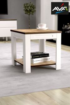 White and brown side table discount