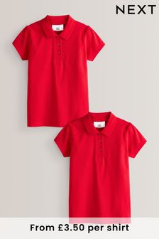 Red 2 Pack Cotton Short Sleeve Polo Shirts (3-16yrs)