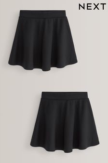 Black 2 Pack Jersey Stretch Pull-On Waist School Skater Skirts (3-17yrs)