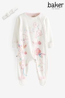 Baker by Ted Baker White Placement Sleepsuit And Headband Set