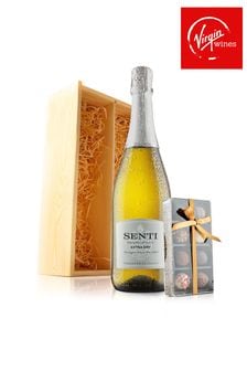 Virgin Wines Prosecco and Chocolates in Wooden Gift Box