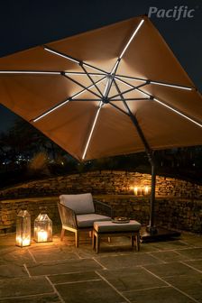 Brown Pacific Glow Challenger T2 3m Square Taupe Parasol