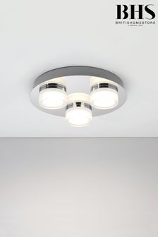 BHS Silver Amalfi 3 Plate LED Bathroom Ceiling Light