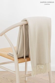 Jasper Conran London Cream Lambswool Herringbone Throw