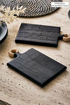 French Connection Black Watamu Wooden Set of 2 Small Serveboards