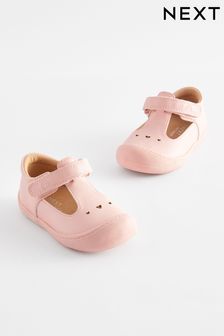 Pink Wide Fit (G) Crawler T-Bar Shoes