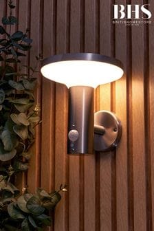 BHS Silver Claire Solar LED Wall Light w PIR 220Lm