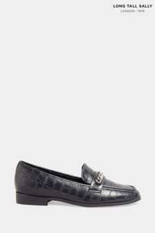 Long Tall Sally Black Hardware Trim Loafers