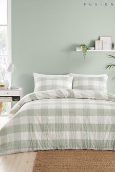 Fusion Green Gingham Seersucker Duvet Cover Set