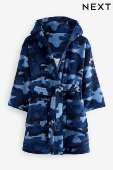 Blue/Navy Camouflage Fleece Robe (3-16yrs)