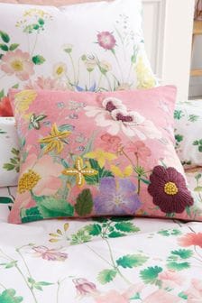 RHS Pink Botanical Cottage Meadow Cushion