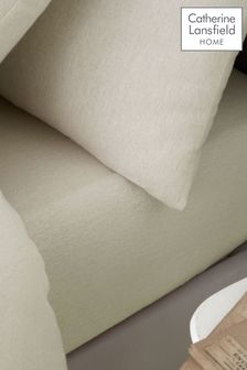 Catherine Lansfield Cream Brushed Cotton Fitted/Flat Sheet, Pillowcase Pack