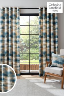 Catherine Lansfield Teal Ombre Texture Lined Eyelet Curtains