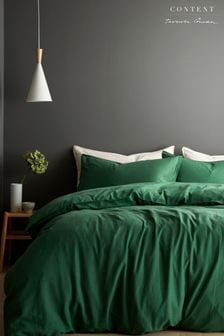 Content by Terence Conran Forest Green Relaxed Cotton Linen Duvet Cover Set