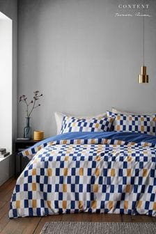 Content by Terence Conran Blue Oblong Checkerboard Cotton Duvet Cover Set