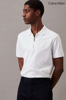 Calvin Klein White Zip Polo Shirt