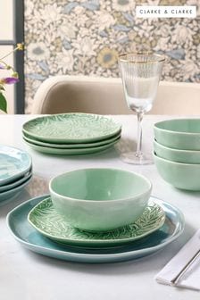 Clarke and Clarke Teal Blue William Morris Designs Willow Boughs 12 Piece Dinner Set