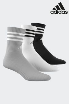 adidas black white 3-Stripe Crew Length Socks 3 Pack