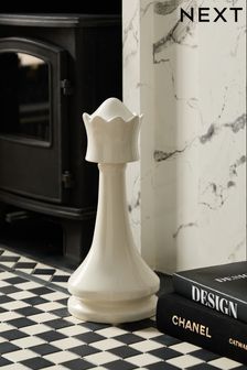 White Ceramic Queen Chess Piece Ornament