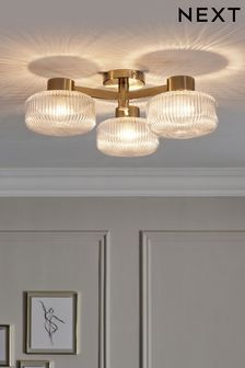 Clear Lexington 3 Light Flush Ceiling Light Fitting