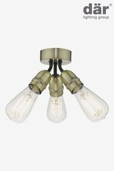 Dar Lighting Antique Brass Yao 3 Light Flush Ceiling Light