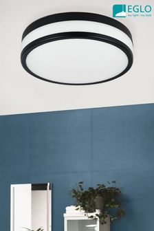 Eglo Black Palermo LED Flush Bathroom Ceiling Light