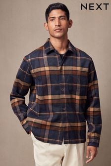 Navy Blue Check Shacket Overshirt