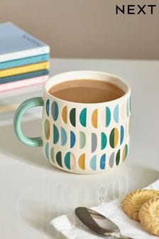 Teal Blue Bright Patterned Mug