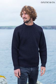 Celtic & Co. Mens Cream Waffle Stitch Crew Jumper