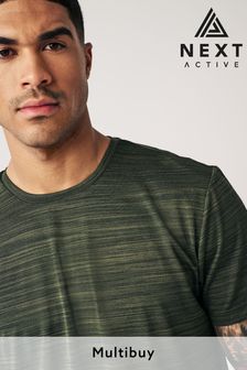 Khaki Green Short Sleeve Tee Active Mesh Training T-Shirt