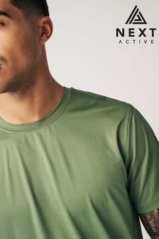 Sage Green Active Gym and Training Textured T-Shirt