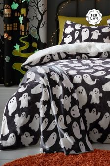 Bedlam Grey Teddy Spooky Ghosts Plush Fleece Throw