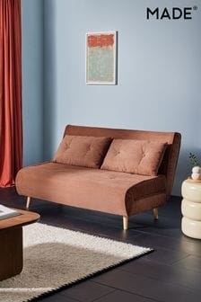 MADE.COM Nutmeg Orange Corduroy Haru Large 2 Seater Sofa Bed