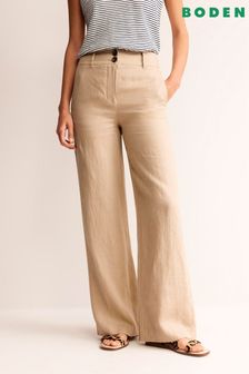 Boden Natural Westbourne Linen Trousers