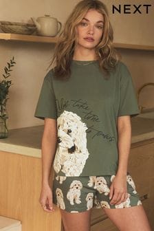 Sage Green Charlie The Cockapoo 100% Cotton Short Pyjamas Set