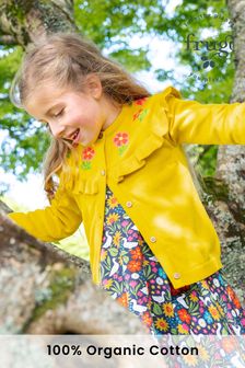 Frugi Yellow Flower Detail Ruffle Cardigan