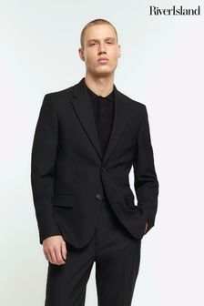 River Island Black Slim Single Breasted Suit: Jacket