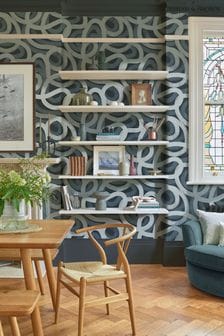 Graham & Brown Navy Ambire 10M Wallpaper