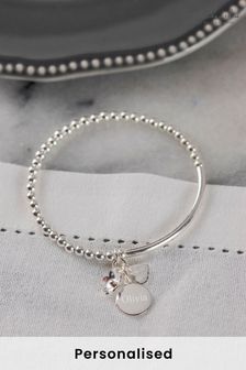 Personalised Sterling Silver Stretch Bracelet by Oh So Cherished