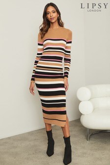 Lipsy multi neutral Stripe Knitted Dress