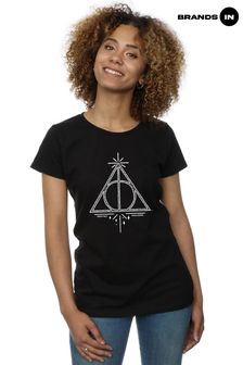 Harry Potter Deathly Hallows Women Black T-Shirt by Brands In