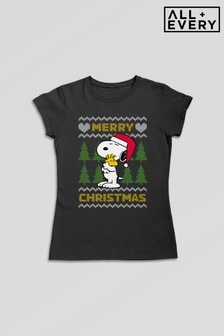 Peanuts Snoopy Hugs Merry Christmas Knit Pattern Womens Sweatshirt