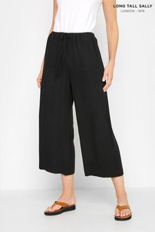 Long Tall Sally Black Crop Linen Blend Trouser