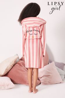 Lipsy Blush Pink Stripe Velour Dressing Gown