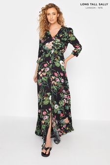 Long Tall Sally Black Tropical Floral Maxi Dress