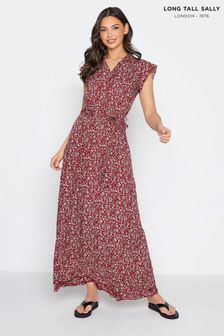 Long Tall Sally Red Floral Frill Maxi Dress
