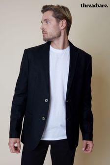 Threadbare Black Luxe Linen Blend Single Breasted Blazer