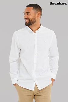 Threadbare White Linen Blend Long Sleeve Shirt