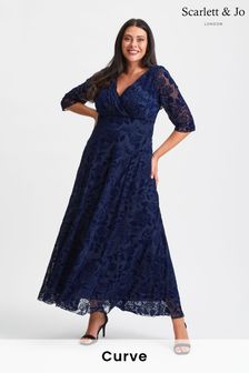 Scarlett & Jo Blue Curve Verity Flock Maxi Gown