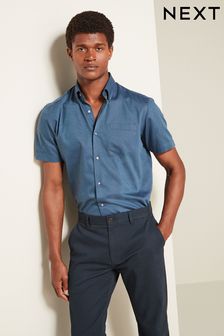 Blue Easy Care Short Sleeve Royal Oxford Shirt